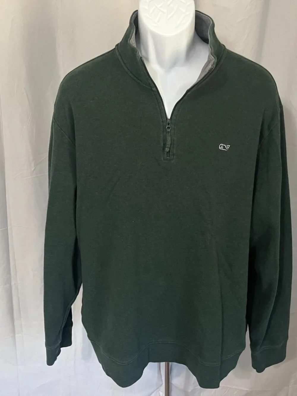 🌲 Vineyard Vines Men’s 1/4 Zip Pullover Sweater XXL Dark Green Gray EUC 🐳